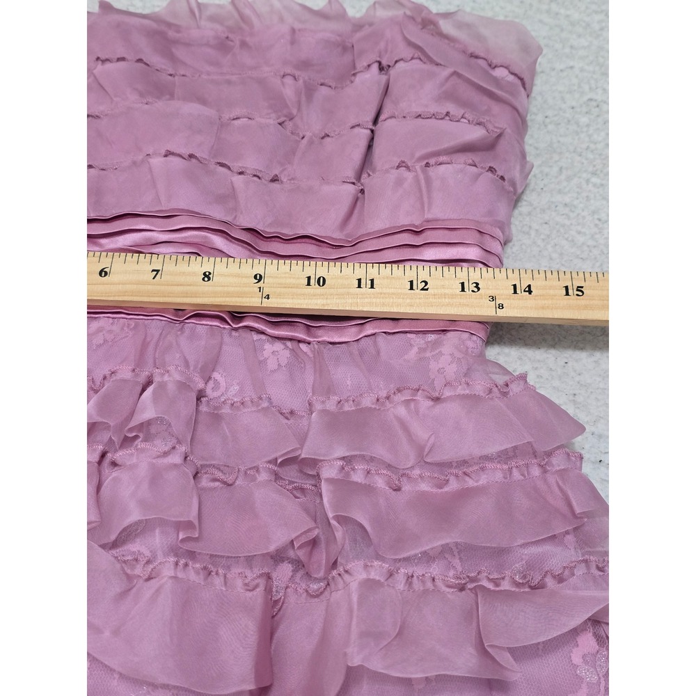 BCBGMAXAZRIA Light Plum Silk Ruffle Strapless Mini Dress SAN6L864 Size 8 - Picture 9 of 13